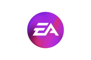 Pink and purple Electronic Arts round logo