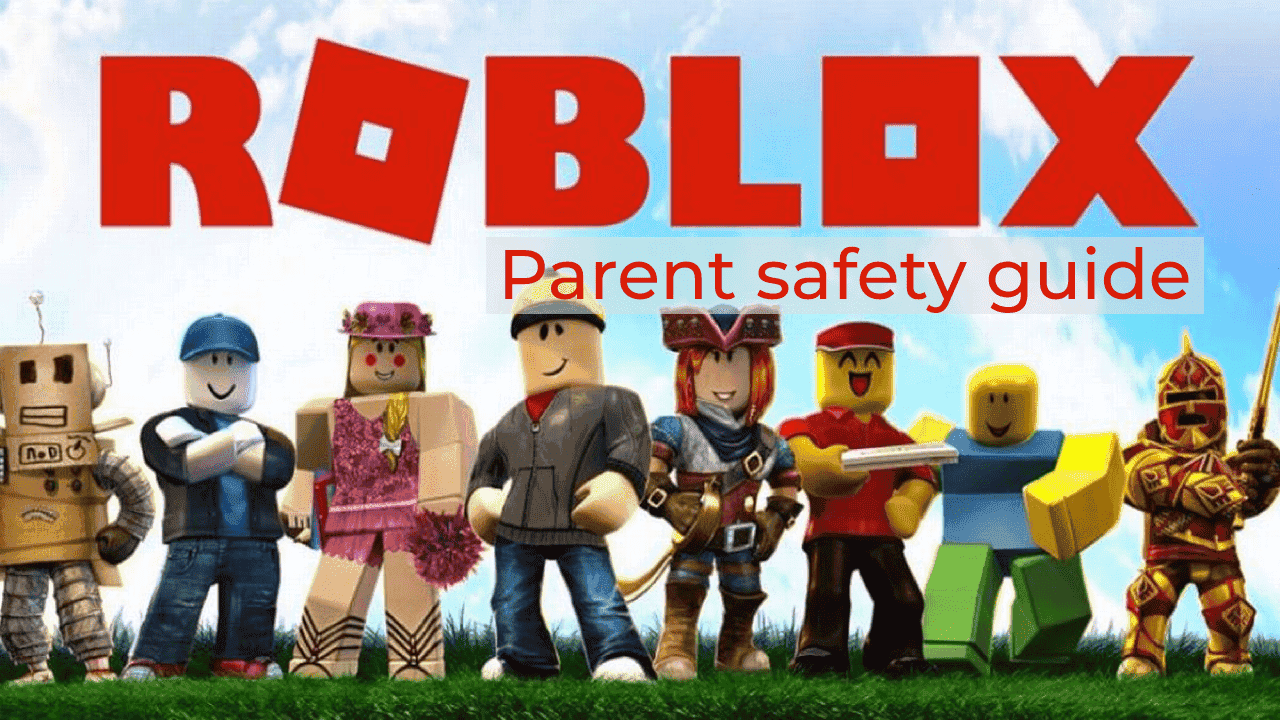 roblox logo with game characters